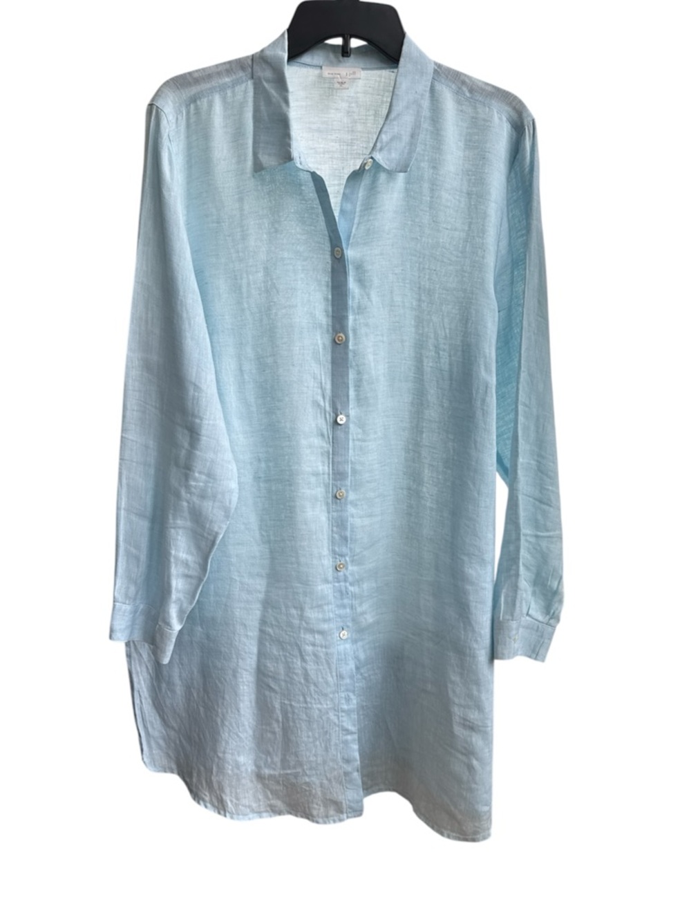 J. Jill Love Linen 100% Linen Button Up Shirt Womens XL Light Blue Tunic